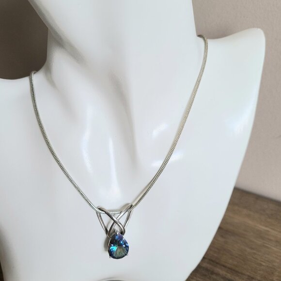 Rainbow Mystic Topaz sterling silver necklace. - Picture 3 of 9